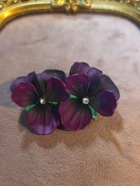Vintage Western Germany Purple Flower Pansy Brooch